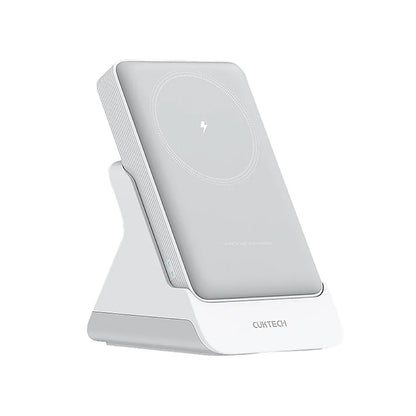 Bezdrôtová externá batéria Cuktech WPB100N, 10000mAh, 20W, PD + FQI, 1 x QI - 1 x USB-C, biela CKWPB100NGLGR