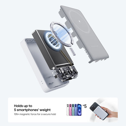 Bezdrôtová externá batéria Cuktech WPB100N, 10000mAh, 20W, PD + FQI, 1 x QI - 1 x USB-C, biela CKWPB100NGLGR