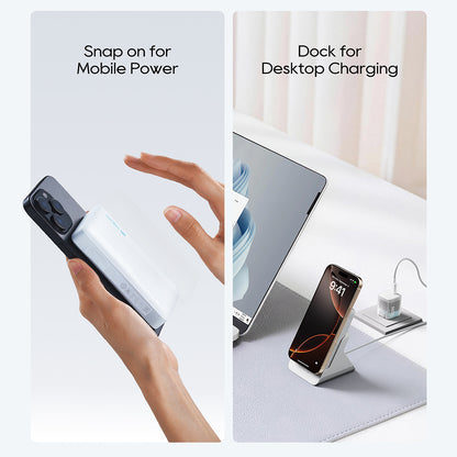 Bezdrôtová externá batéria Cuktech WPB100N, 10000mAh, 20W, PD + FQI, 1 x QI - 1 x USB-C, biela CKWPB100NGLGR