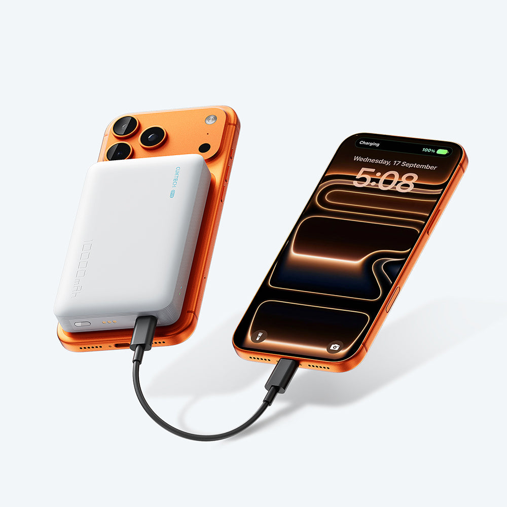 Bezdrôtová externá batéria Cuktech WPB100N, 10000mAh, 20W, PD + FQI, 1 x QI - 1 x USB-C, biela CKWPB100NGLGR