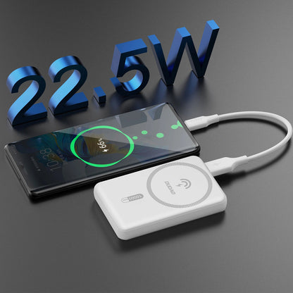 Bezdrôtová externá batéria Dudao K14S, 5000mAh, 20W, QC + PD + FQI, 1 x QI - 1 x USB-A - 1 x USB-C, biela