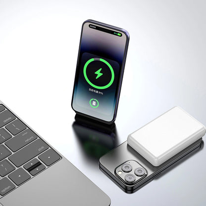 Bezdrôtová externá batéria Dudao K14S, 5000mAh, 20W, QC + PD + FQI, 1 x QI - 1 x USB-A - 1 x USB-C, biela