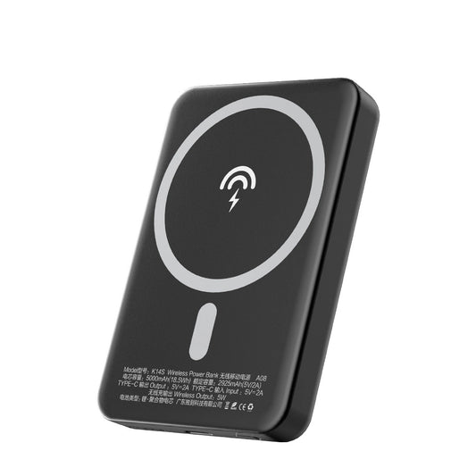 Externá bezdrôtová batéria Dudao K14S, 5000mAh, 10W, PD + QI, 1 x QI - 1 x USB-C, Čierna
