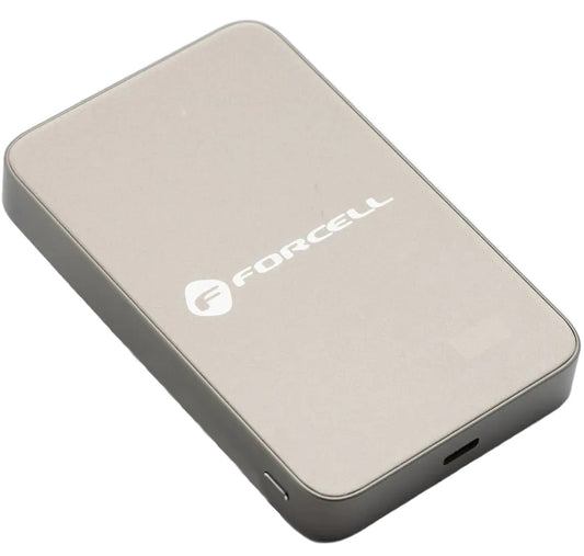 Forcell F10K8 Wireless External Battery, 10000mAh, 15W, PD + FQI, 1 x QI - 1 x USB-C, Gold
