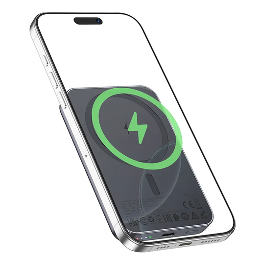 Bezdrôtová externá batéria HOCO J160, 5000mAh, 10W, 1 x QI - 1 x USB-C, sivá