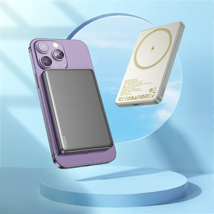 Bezdrôtová externá batéria HOCO Q26, 5000mAh, 20W, PD + FQI, 1 x QI - 1 x USB-C, Oranžová