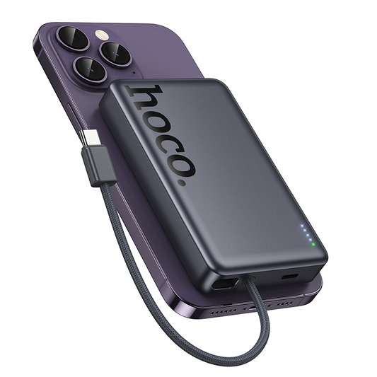 Bezdrôtová externá batéria HOCO Q44, 10000mAh, 20W, PD + FQI, 1 x QI - 2 x USB-C, sivá