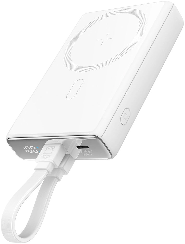 Externá bezdrôtová batéria Joyroom JR-PBM01, 10000mAh, 20W, QC + PD + FQI, 1 x Lightning - 1 x QI - 1 x USB-C, Biela