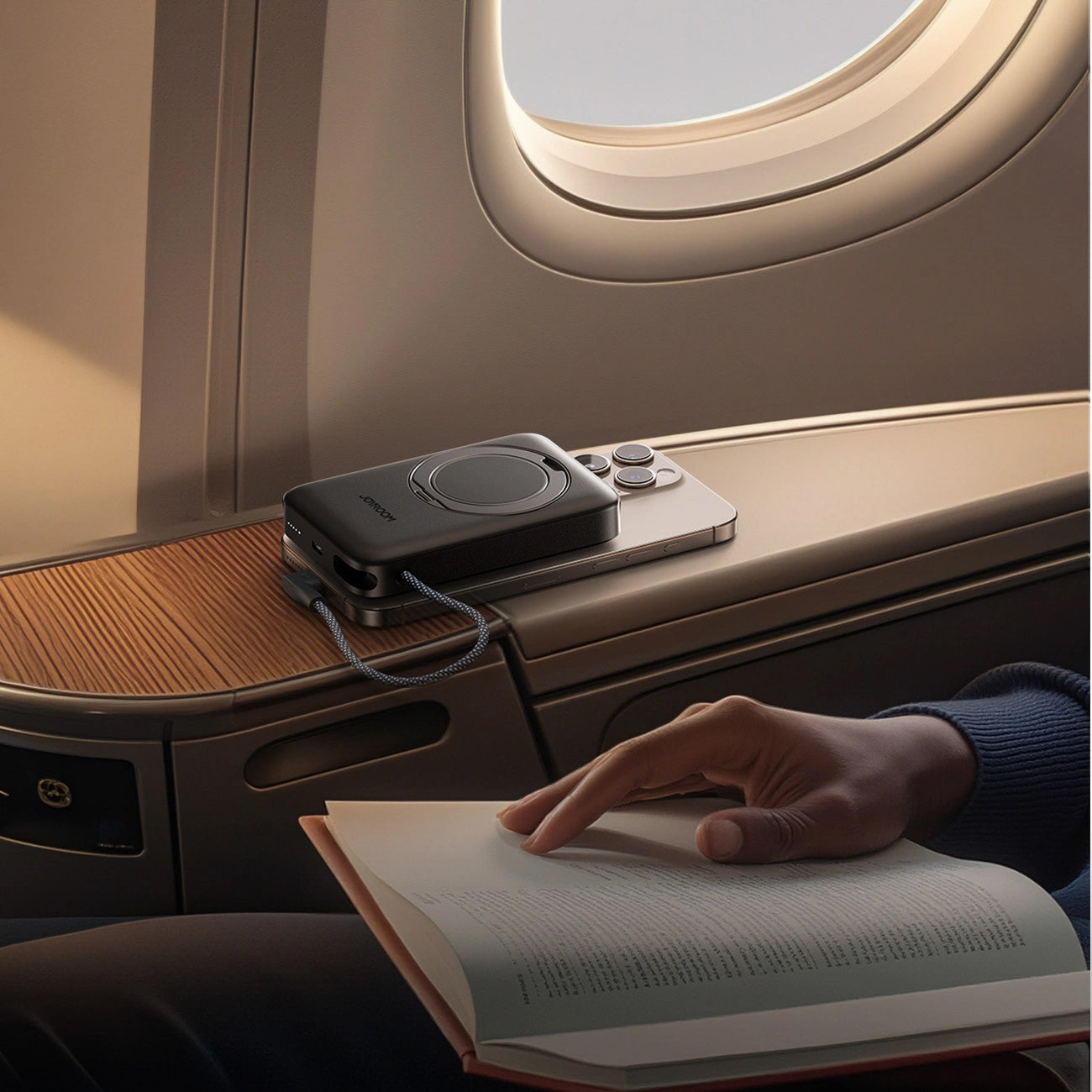 Externá bezdrôtová batéria Joyroom JR-PBM02, 10000mAh, 22.5W, PD + FQI, 1 x QI - 2 x USB-C, Čierna