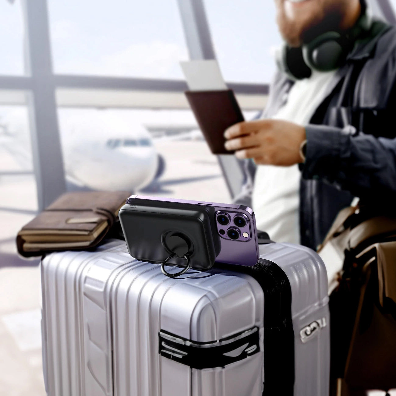 Externá bezdrôtová batéria Joyroom JR-W050, 10000mAh, 20W, QC + PD + FQI, 1 x QI - 1 x USB-A - 1 x USB-C, Čierna