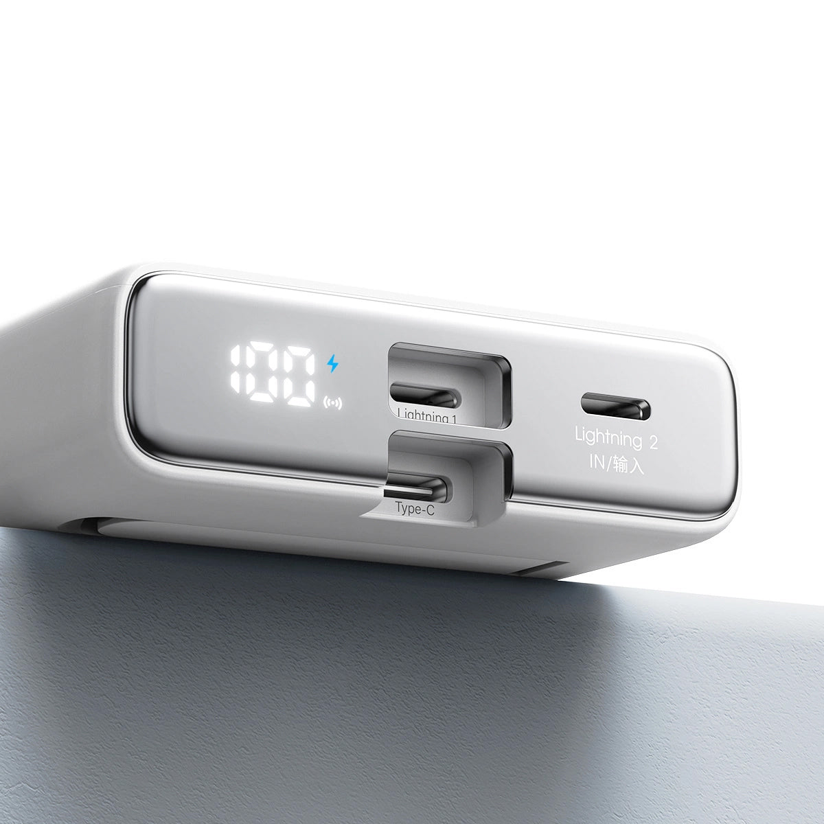 Externá bezdrôtová batéria Joyroom JR-PBM01, 10000mAh, 20W, QC + PD + FQI, 1 x Lightning - 1 x QI - 1 x USB-C, Biela
