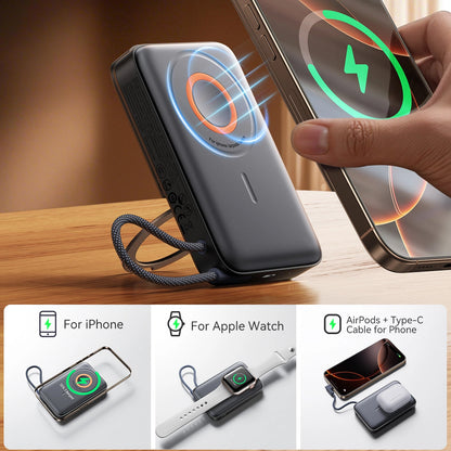 Externá bezdrôtová batéria Joyroom JR-PBM02, 10000mAh, 22.5W, PD + FQI, 1 x QI - 2 x USB-C, Čierna