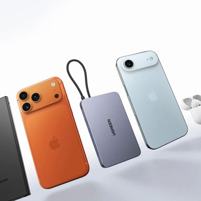 Bezdrôtová externá batéria UGREEN PB570 (75982B), 10 000 mAh, 30 W, PD + FQI, 1 × QI – 2 × USB-C, sivá