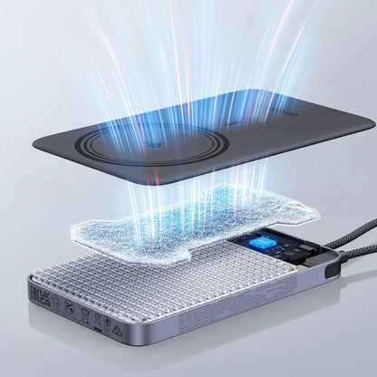Bezdrôtová externá batéria UGREEN PB570 (75982B), 10 000 mAh, 30 W, PD + FQI, 1 × QI – 2 × USB-C, sivá