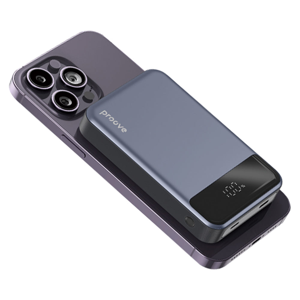 Externá bezdrôtová batéria Proove Hoodman, 10000mAh, 20W, PD + FQI, 1 x QI - 1 x USB-C, Sivá PBH120010003