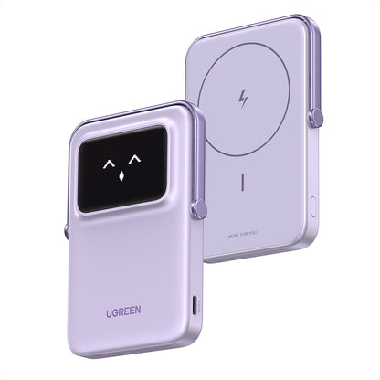 Externá bezdrôtová batéria UGREEN PB571 Uno, 5000mAh, 20W, PD + FQI, 1 x QI - 1 x USB-C, Fialová