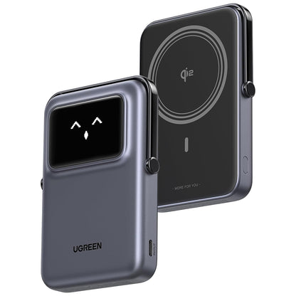 Externá bezdrôtová batéria UGREEN PB764 Uno, 10000mAh, 20W, PD + FQI, 1 x QI - 1 x USB-C, Sivá
