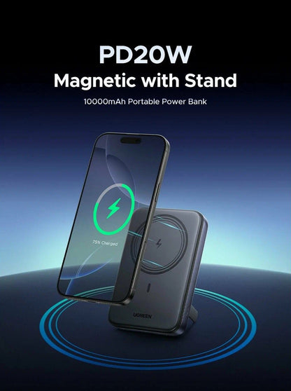 Externá bezdrôtová batéria UGREEN PB562, 10000mAh, 20W, PD + FQI, 1 x QI - 1 x USB-C, Čierna