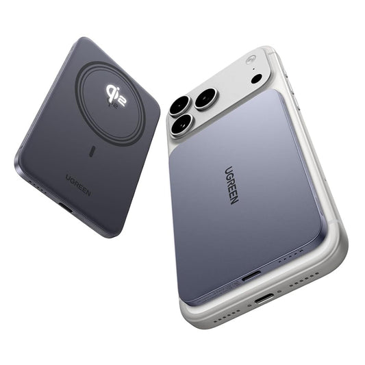 Bezdrôtová externá batéria UGREEN PB580 (75984B), 5000mAh, 20W, PD + FQI, 1 x QI - 1 x USB-C, sivá