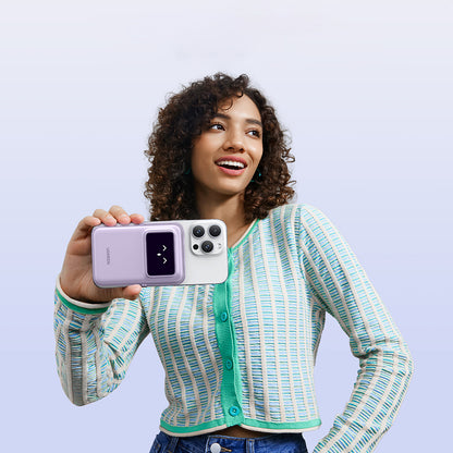 Externá bezdrôtová batéria UGREEN PB571 Uno, 5000mAh, 20W, PD + FQI, 1 x QI - 1 x USB-C, Fialová