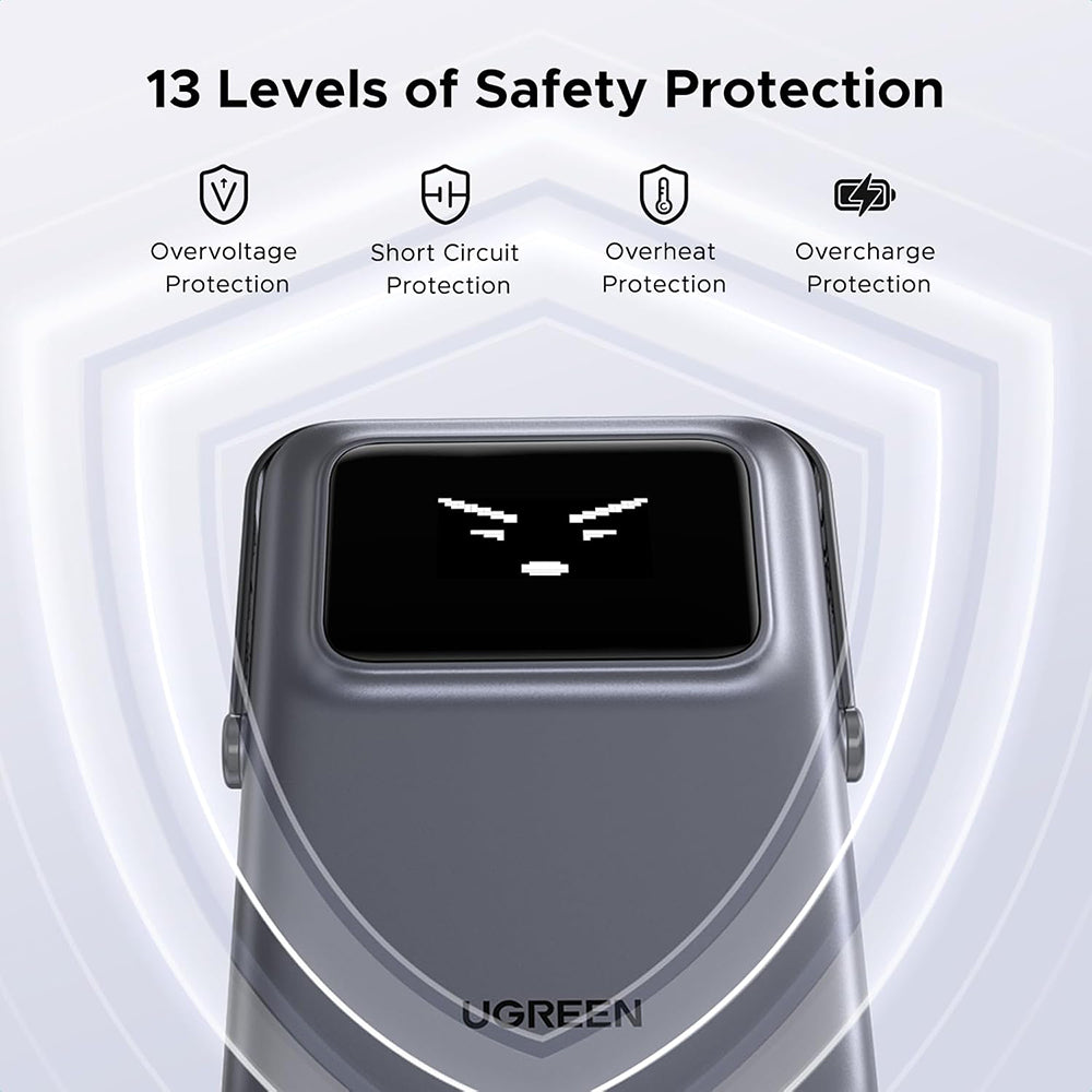 Externá bezdrôtová batéria UGREEN PB764 Uno, 10000mAh, 20W, PD + FQI, 1 x QI - 1 x USB-C, Sivá