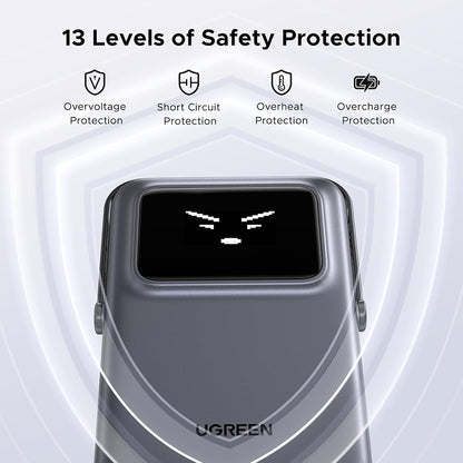 Externá bezdrôtová batéria UGREEN PB764 Uno, 10000mAh, 20W, PD + FQI, 1 x QI - 1 x USB-C, Sivá