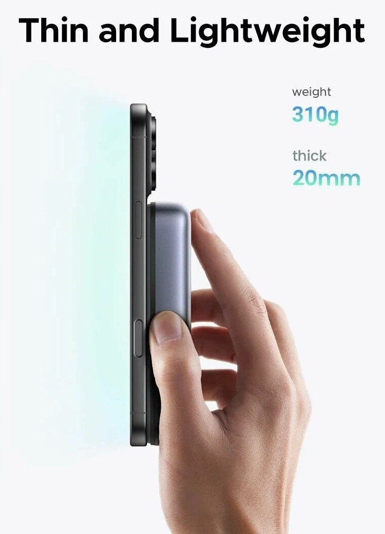 Externá bezdrôtová batéria UGREEN PB562, 10000mAh, 20W, PD + FQI, 1 x QI - 1 x USB-C, Čierna
