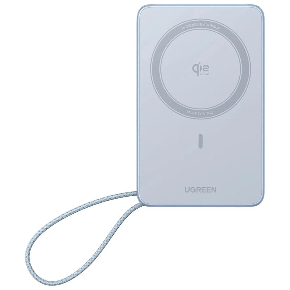 Bezdrôtová externá batéria UGREEN MagFlow PB773 (65958B), 10000mAh, 25W, PD + FQI, 1 x QI - 2 x USB-C, modrá