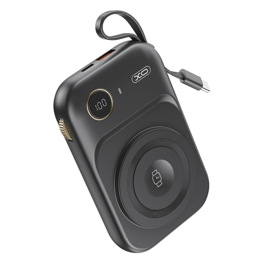 Externá bezdrôtová batéria XO Design PR270, 10000mAh, 22.5W, QC + PD + QI, 1 x QI - 1 x USB-A - 1 x USB-C, Čierna