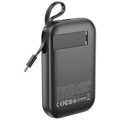 Externá bezdrôtová batéria XO Design PR270, 10000mAh, 22.5W, QC + PD + QI, 1 x QI - 1 x USB-A - 1 x USB-C, Čierna