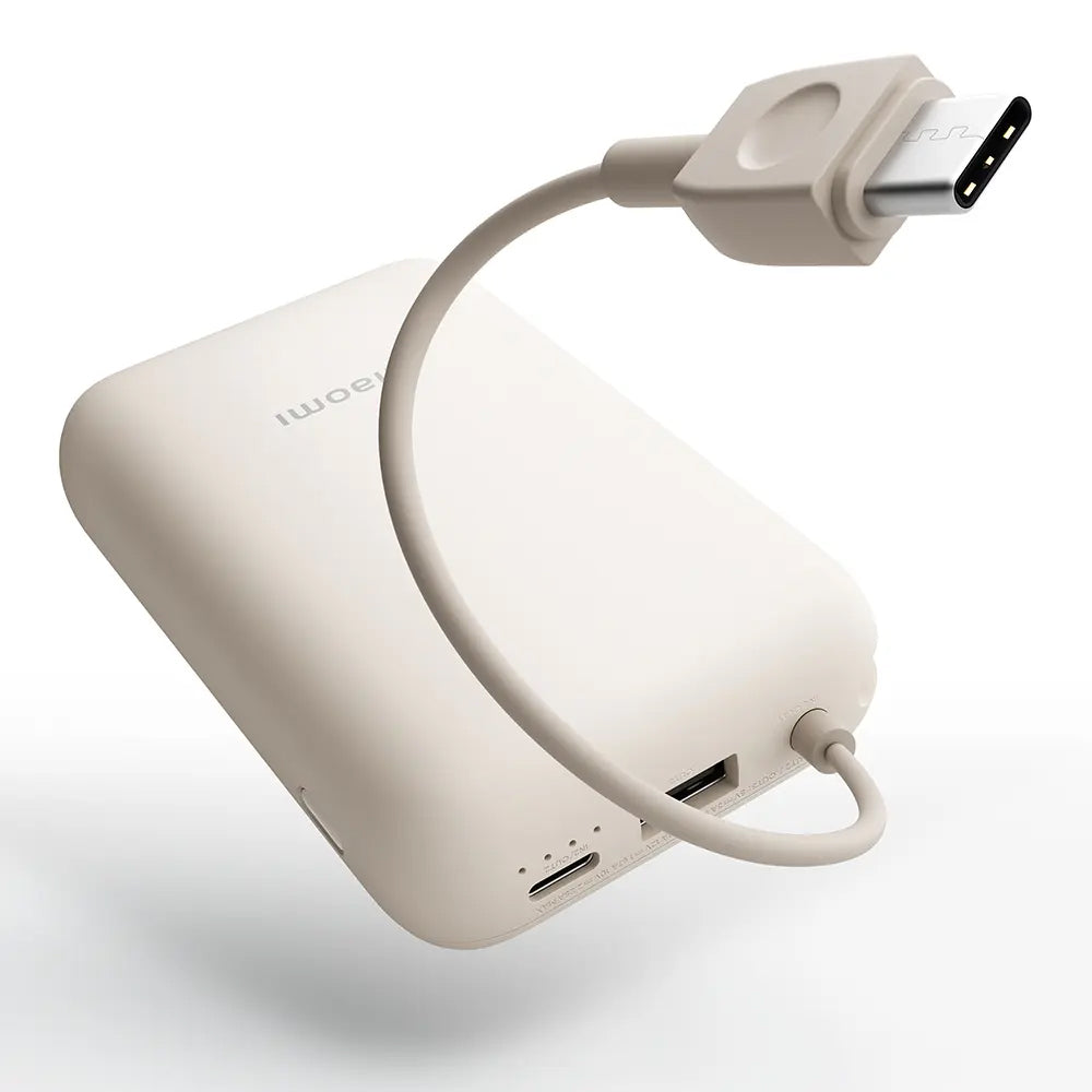 Externá batéria Xiaomi Pocket, 10000mAh, 22,5W, QC + PD, 1 x USB-A - 2 x USB-C, Béžová BHR9072GL