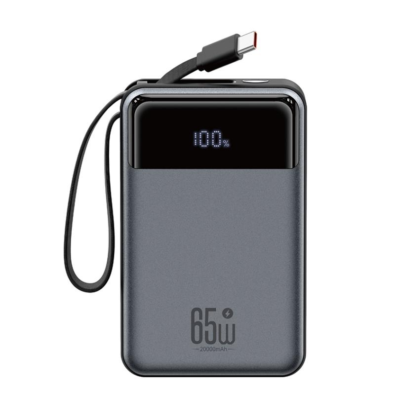 Externá batéria XO Design PR267, 20000mAh, 65W, QC + PD, 1 x USB-A - 2 x USB-C, Sivá