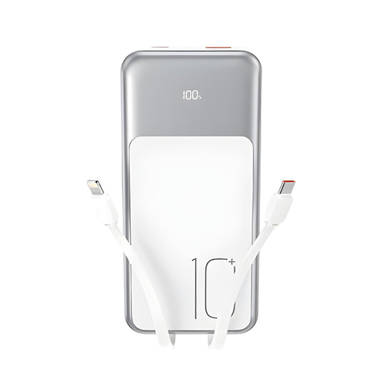 Externá batéria XO Design PR248, 10000mAh, 22.5W, QC + PD, 1 x Lightning - 1 x USB-A - 2 x USB-C, Biela