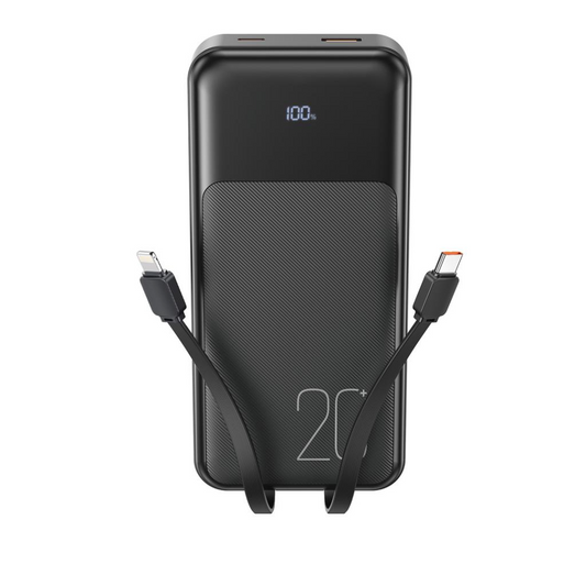 Externá batéria XO Design PR249, 20000mAh, 22.5W, QC + PD, 1 x Lightning - 1 x USB-A - 2 x USB-C, Čierna