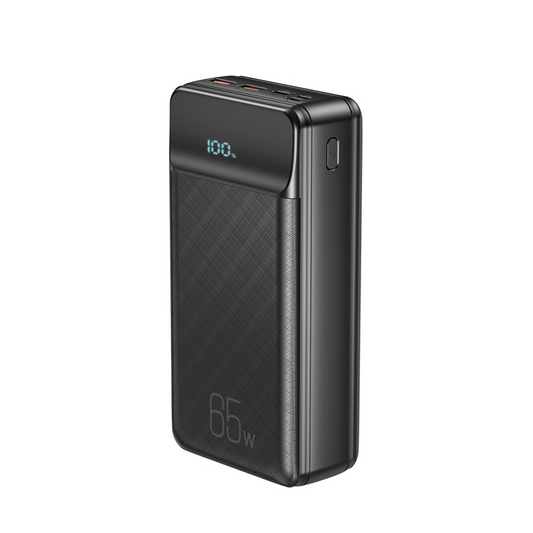 Externá batéria XO Design PR201, 30000mAh, 65W, QC + PD, 1 x USB-C - 2 x USB-A, Čierna