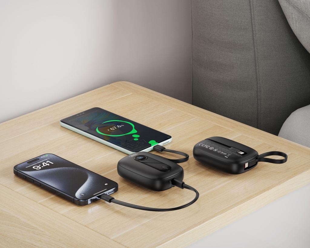 Externá batéria XO Design PR246, 10000mAh, 22.5W, PD, 1 x Lightning - 2 x USB-C, Čierna
