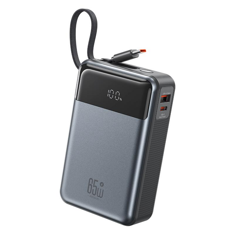 Externá batéria XO Design PR267, 20000mAh, 65W, QC + PD, 1 x USB-A - 2 x USB-C, Sivá