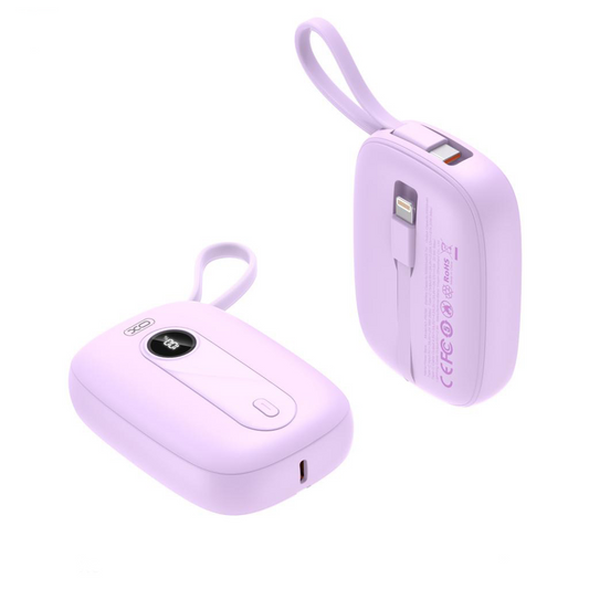 Externá batéria XO Design PR246, 10000mAh, 22.5W, PD, 1 x Lightning - 2 x USB-C, Fialová