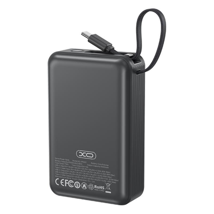 Externá batéria XO Design PR267, 20000mAh, 65W, QC + PD, 1 x USB-A - 2 x USB-C, Sivá