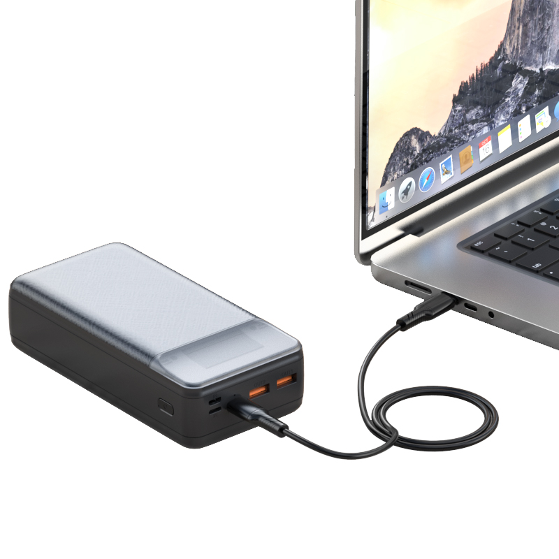 Externá batéria XO Design PR201, 30000mAh, 65W, QC + PD, 1 x USB-C - 2 x USB-A, Čierna