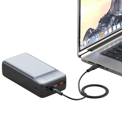 Externá batéria XO Design PR201, 30000mAh, 65W, QC + PD, 1 x USB-C - 2 x USB-A, Čierna