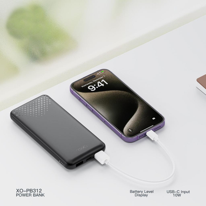 Externá batéria XO Design PB312, 10000mAh, 10W, 2 x USB-A, Čierna