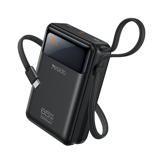 Externá batéria Yesido YP97, 20000mAh, 65W, PD, 2 x USB-C, sivá
