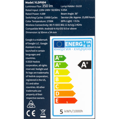 LED žiarovka Yeelight W1, Wi-Fi, GU10, 4.8W, 2700K, 350lm YLDP004