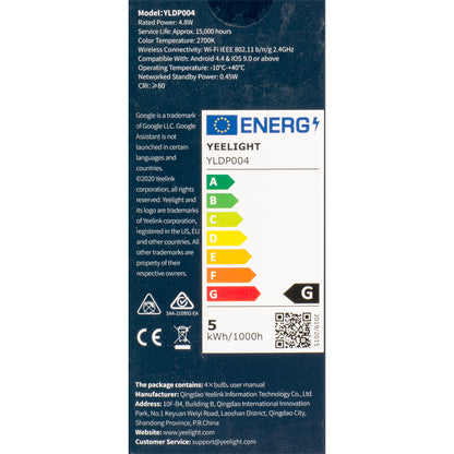 LED žiarovka Yeelight W1, Wi-Fi, GU10, 4.8W, 2700K, 350lm, Sada 4 kusy YLDP004