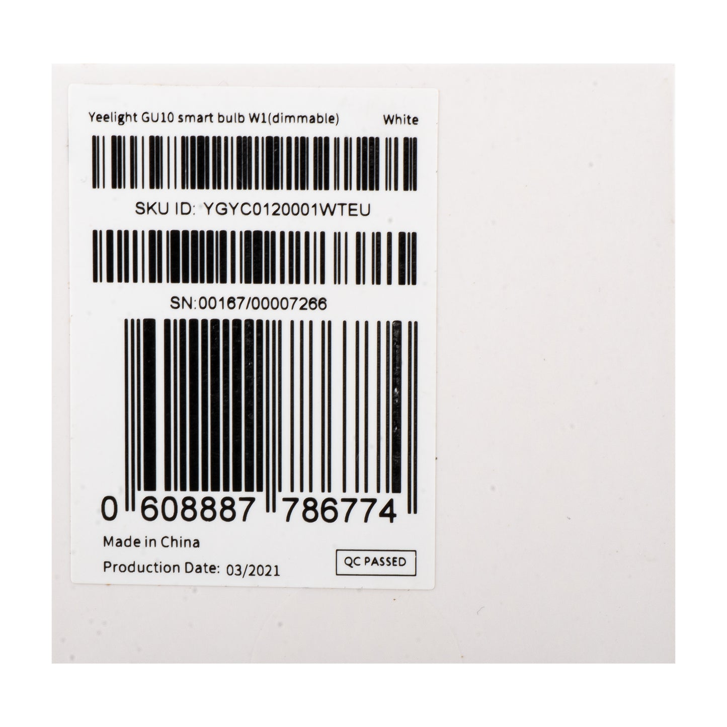 Yeelight W1 LED Bulb, Wi-Fi, GU10, 4.8W, 2700K, 350lm, White YLDP004