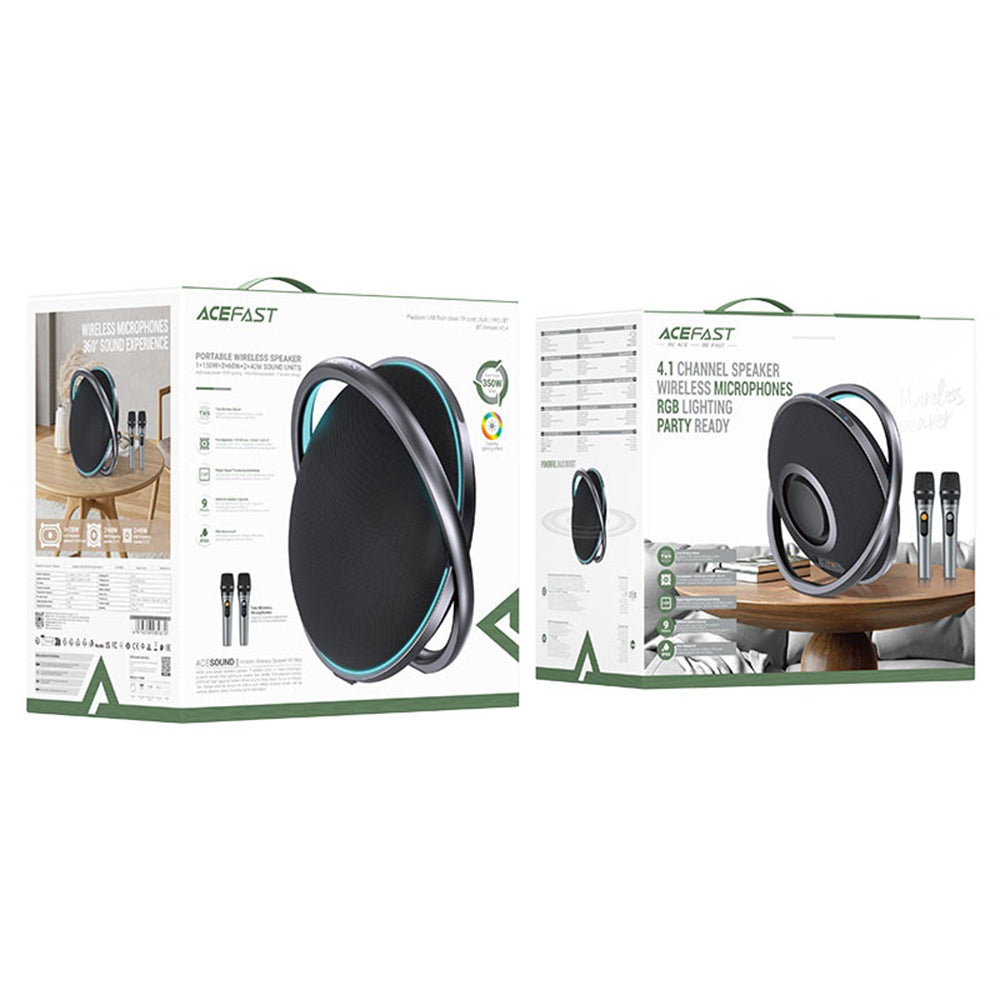 Bluetooth reproduktor Acefast Karaoke K5 Max, 350W, TWS, RGB, Vodotesný, Čierny