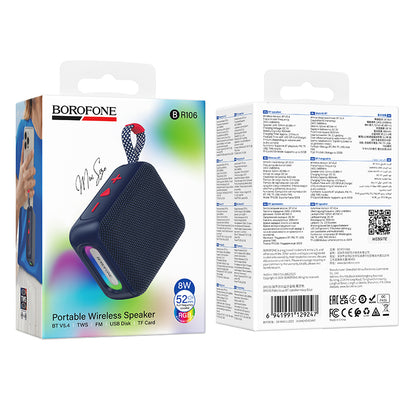 Prenosný Bluetooth reproduktor Borofone BR106 Felicitous, 8 W, TWS, RGB, tmavomodrý