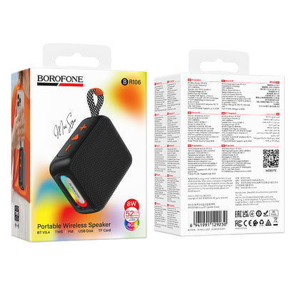 Prenosný Bluetooth reproduktor Borofone BR106 Felicitous, 8 W, TWS, RGB, čierny