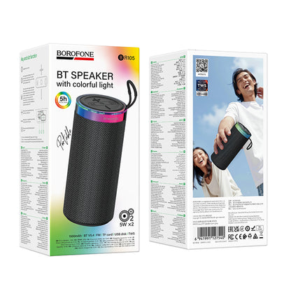 Borofone BR105 Loud Portable Bluetooth Speaker, 10W, TWS, RGB, Gray